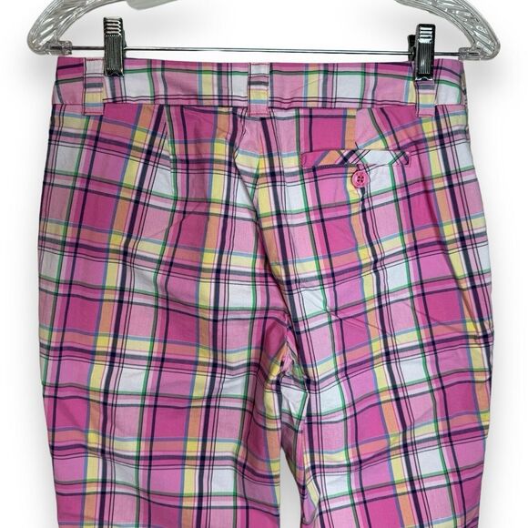 Vintage Lilly Pulitzer Main Line Fit Cropped Capri Pants Size 4 Pink Plaid - Picture 4 of 12